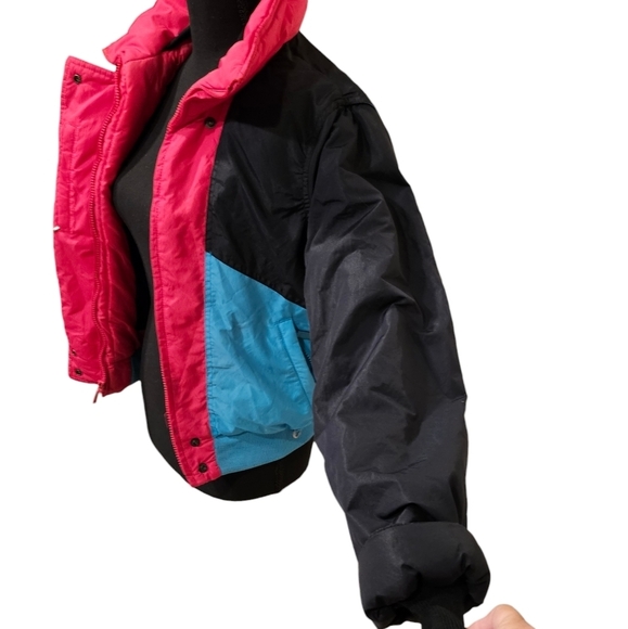 Inside Edge Polyester Filled Black Pink Blue Nylon High Neck Jacket Size S - Picture 8 of 11
